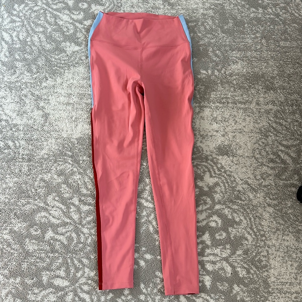 Splits 59 Pink Workout Leggings, Light Blue Stripe Size L - Picture 1 of 6